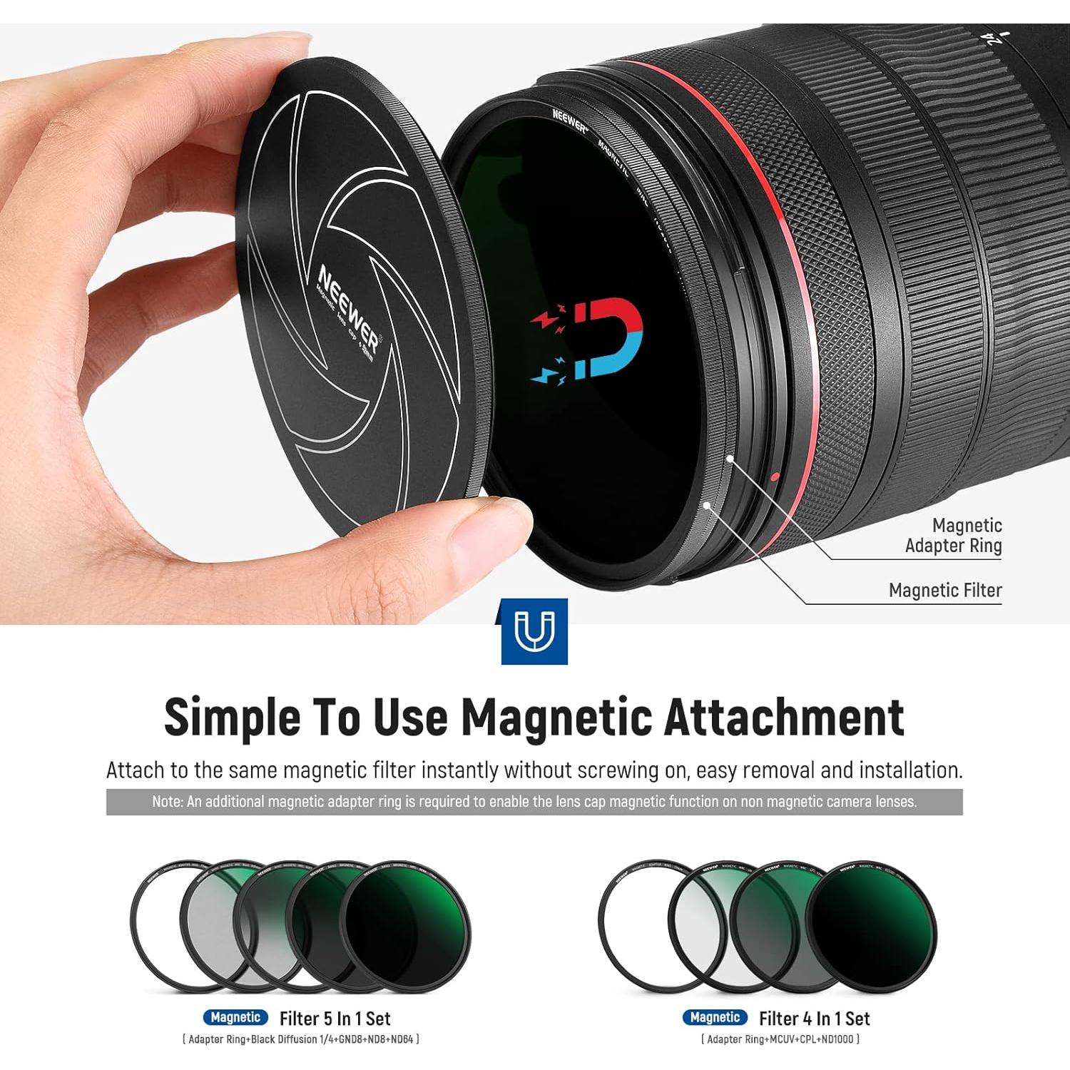 Tapa de Lente Magnética NEEWER 52mm Aluminio Ultra Delgado