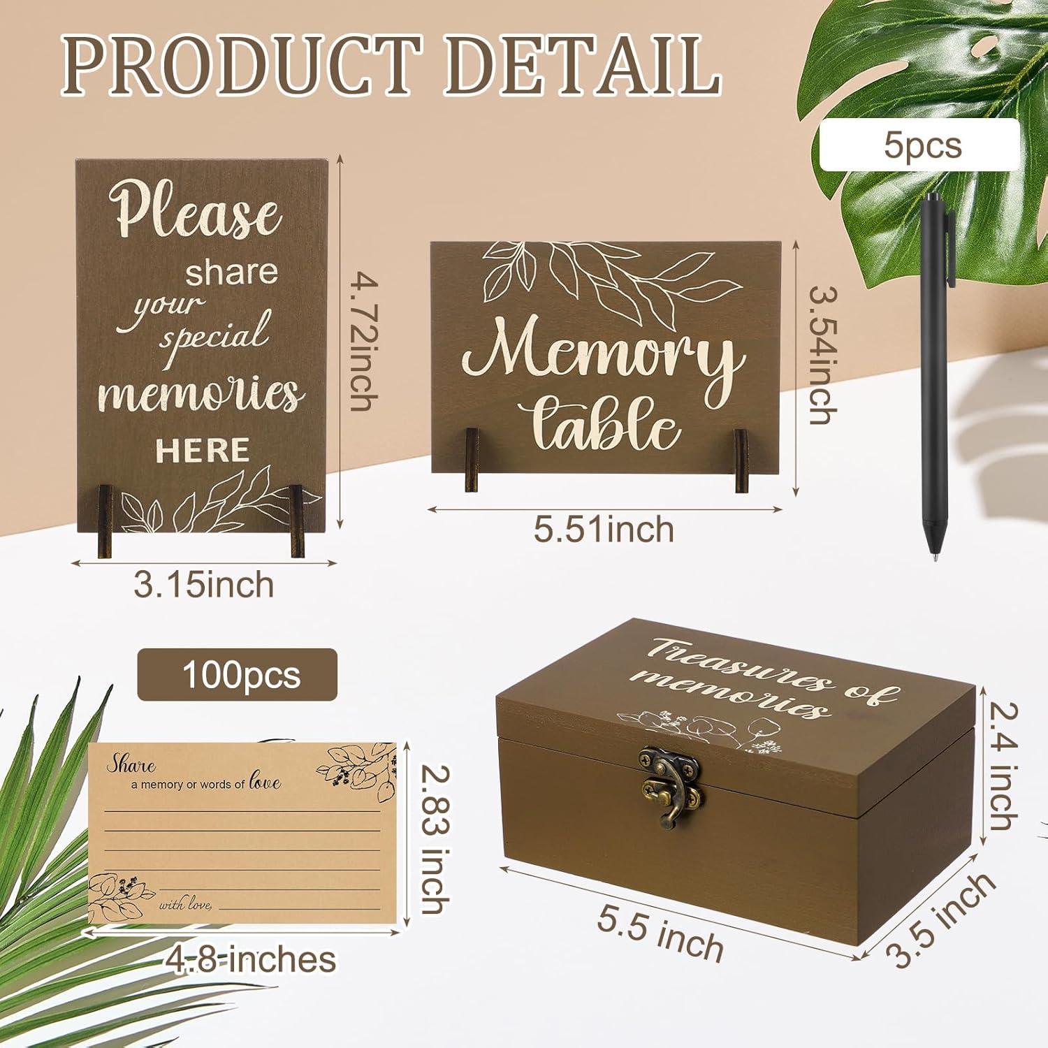 Tarjetas conmemorativas de funeral Gilprop - 100 Pcs + Caja de Madera