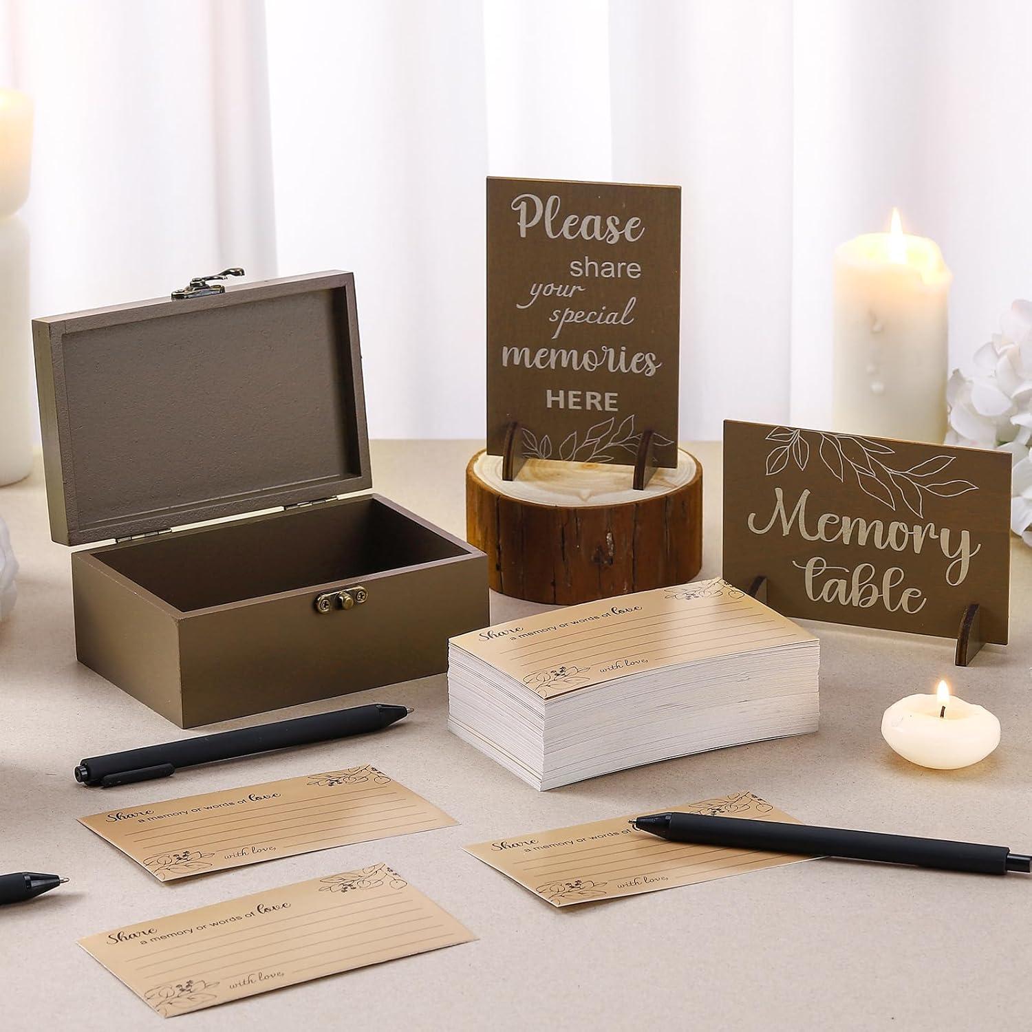 Tarjetas conmemorativas de funeral Gilprop - 100 Pcs + Caja de Madera