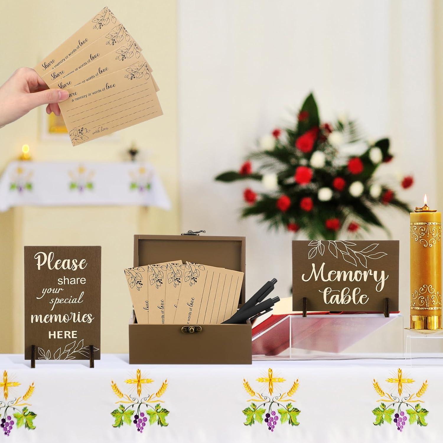 Tarjetas conmemorativas de funeral Gilprop - 100 Pcs + Caja de Madera