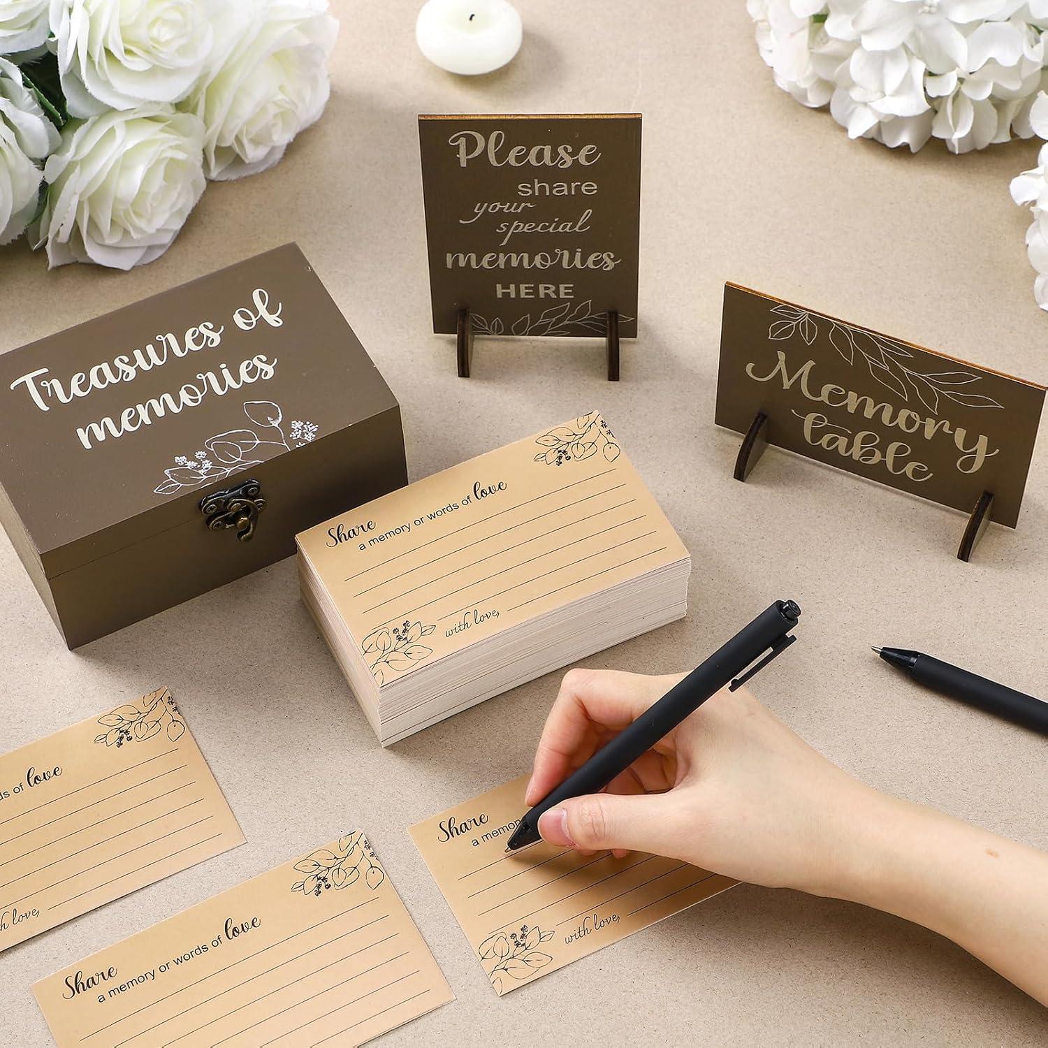 Tarjetas conmemorativas de funeral Gilprop - 100 Pcs + Caja de Madera