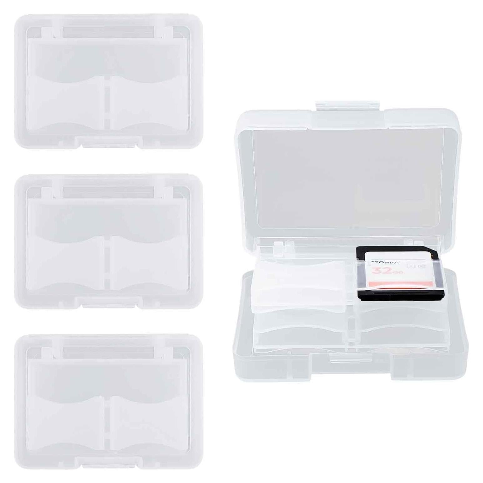 Estuche para 32 Tarjetas SD con 4 Soportes Plásticos - Transparente