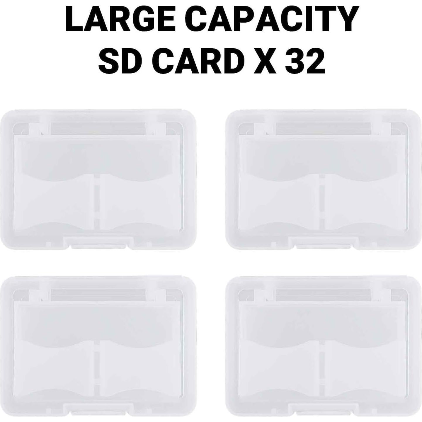 Estuche para 32 Tarjetas SD con 4 Soportes Plásticos - Transparente