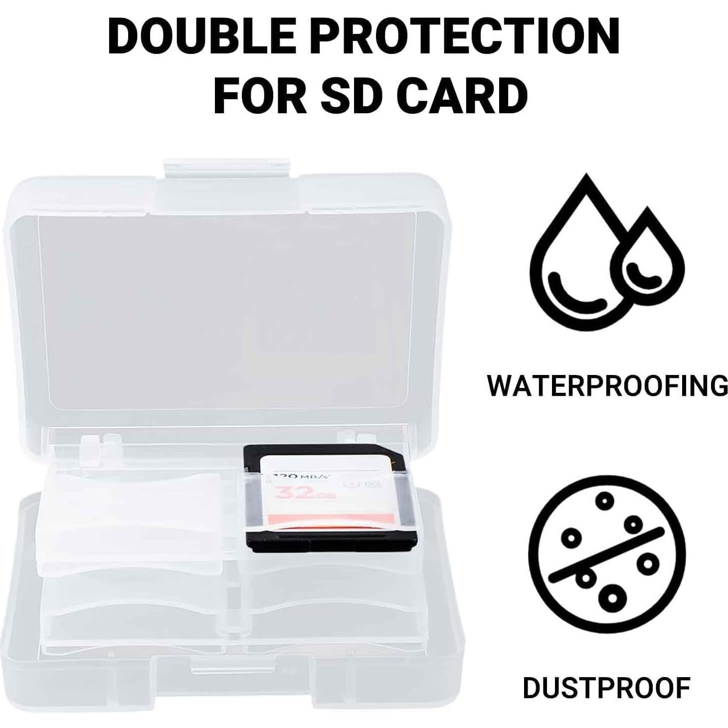 Estuche para 32 Tarjetas SD con 4 Soportes Plásticos - Transparente