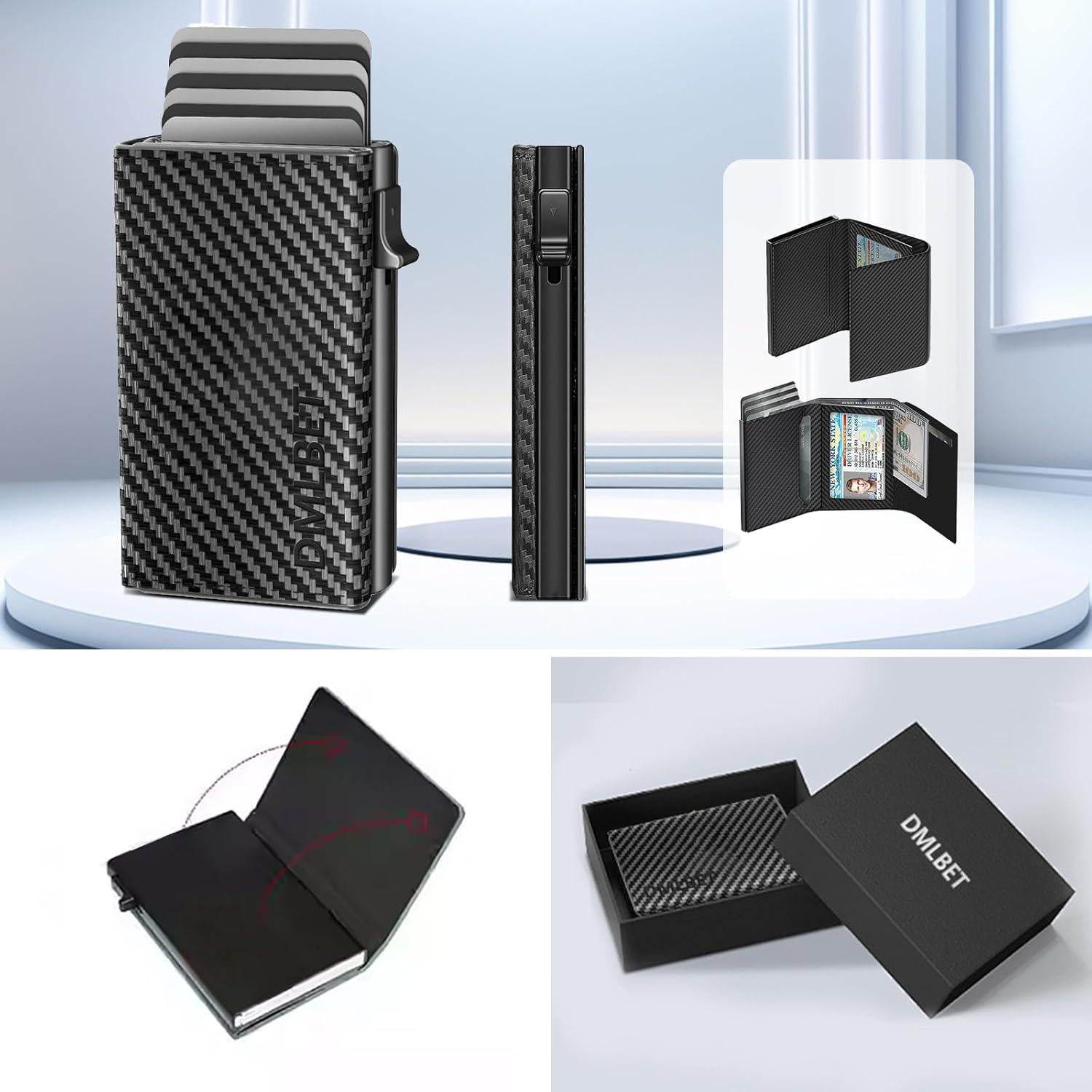 Portatarjetas de Crédito DMLBST con Bloqueo RFID, Aluminio, 12+ Tarjetas