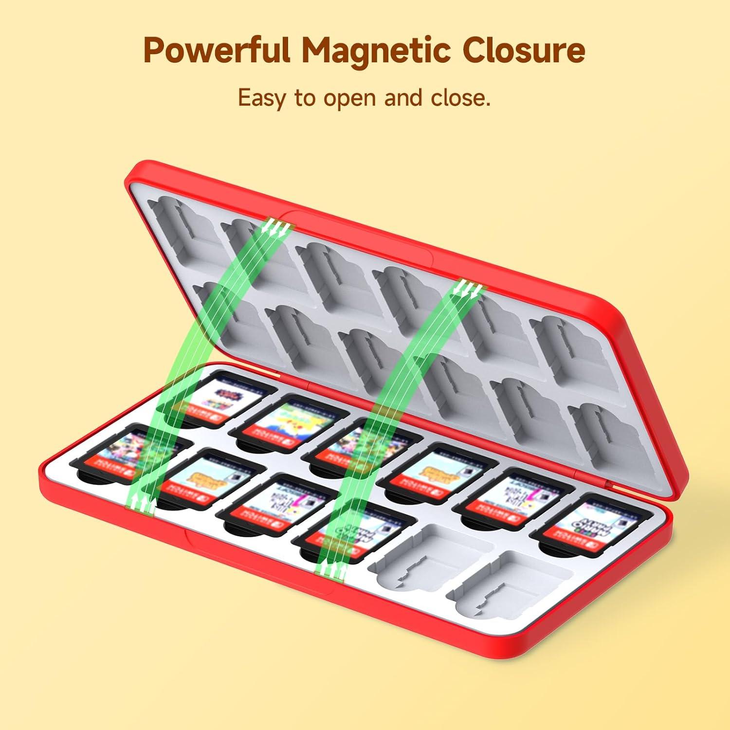 Estuche Portátil JINGDU para 48 Tarjetas Micro SD y NS, Rojo