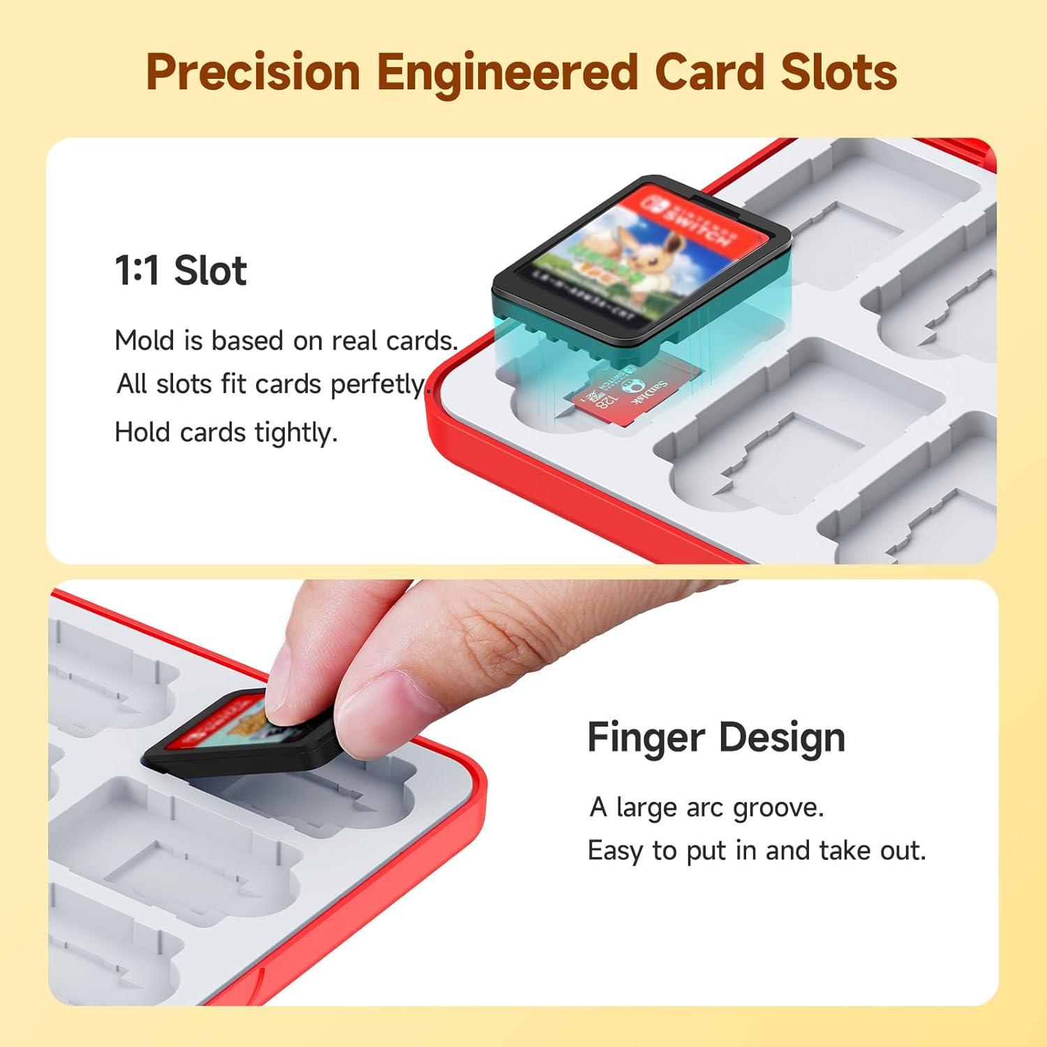 Estuche Portátil JINGDU para 48 Tarjetas Micro SD y NS, Rojo