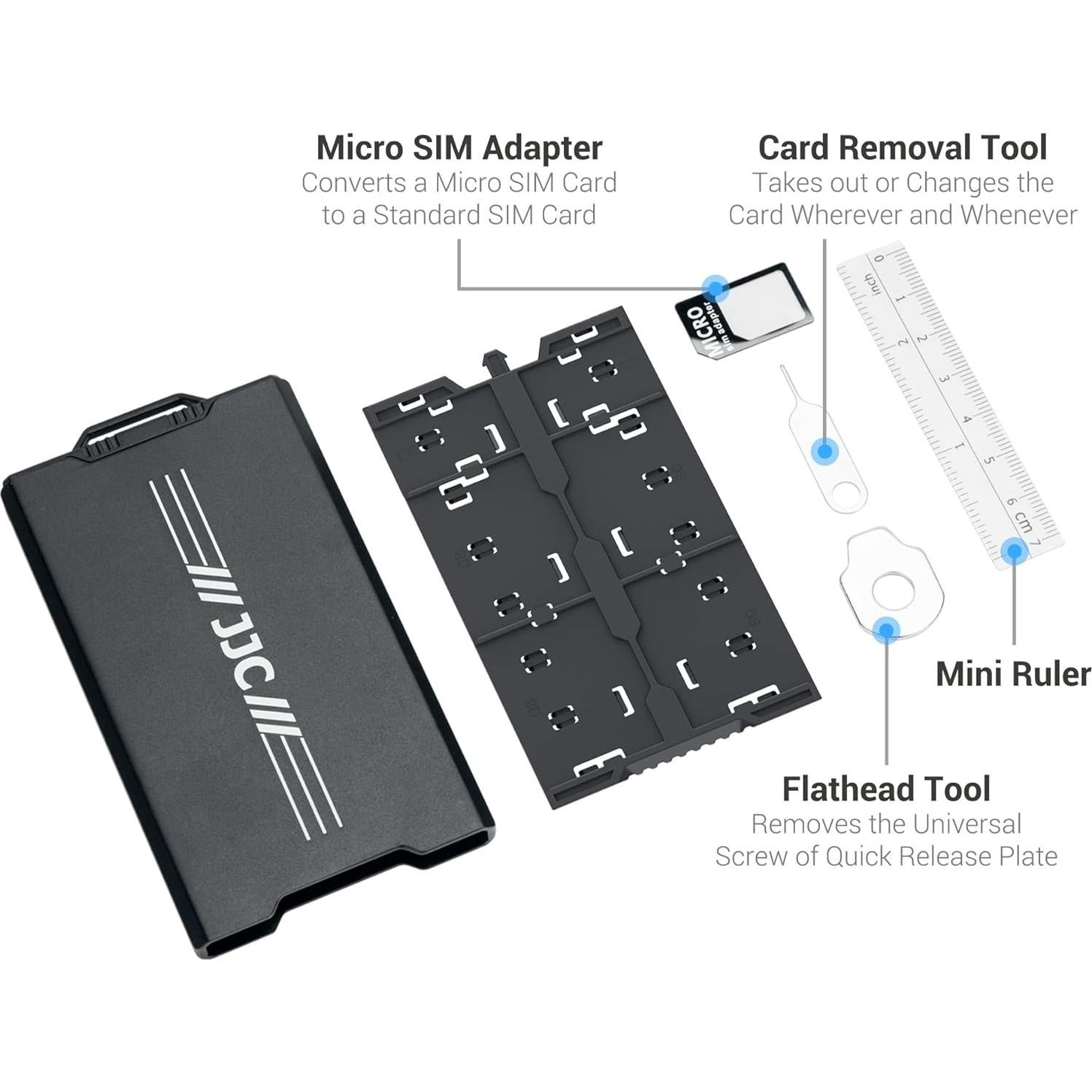 Estuche de Aluminio para 12 Micro SD y 4 SD Jinjiacheng Negro
