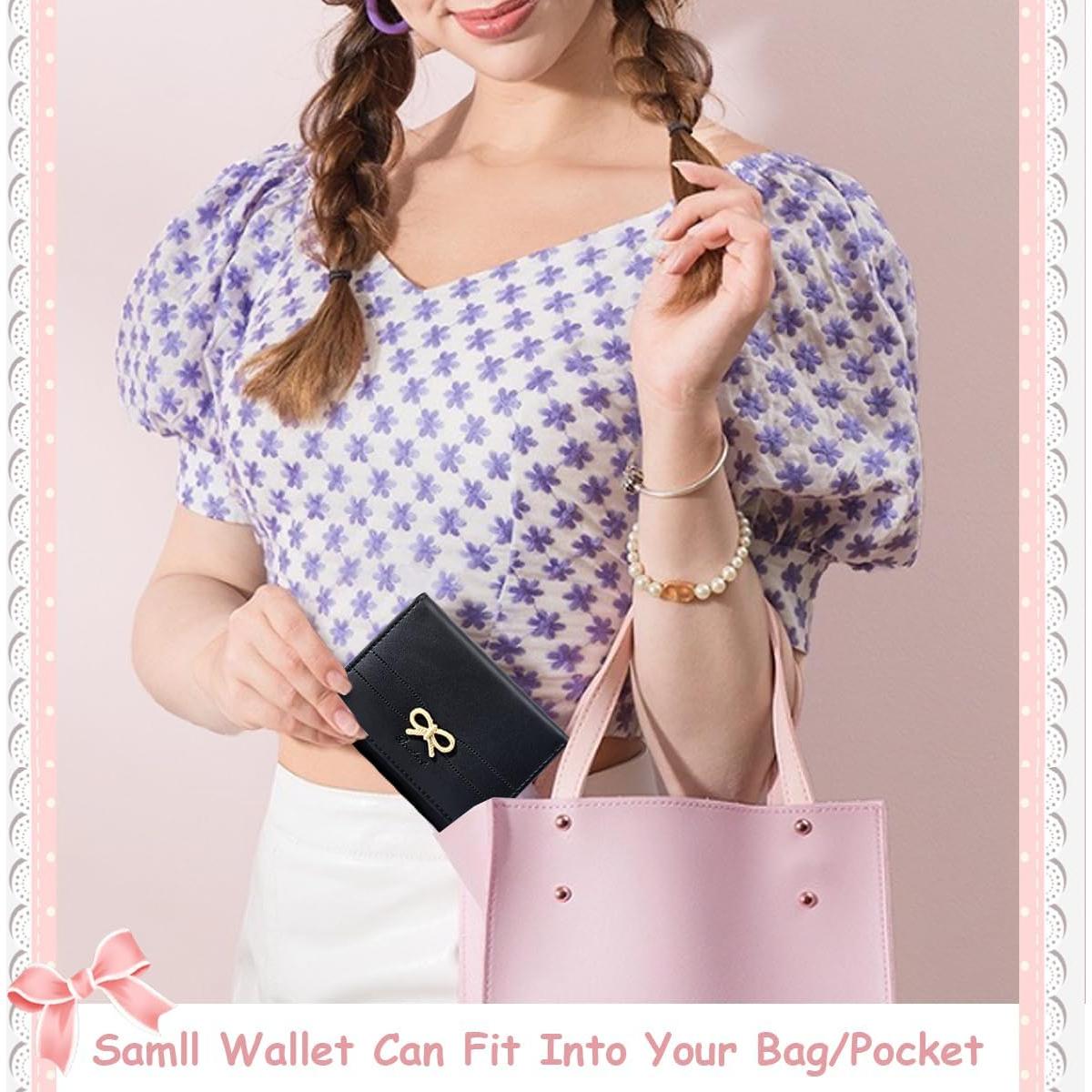 Cartera Pequeña Coqueta Modacarry Rosa con Lazo y 7 Ranuras