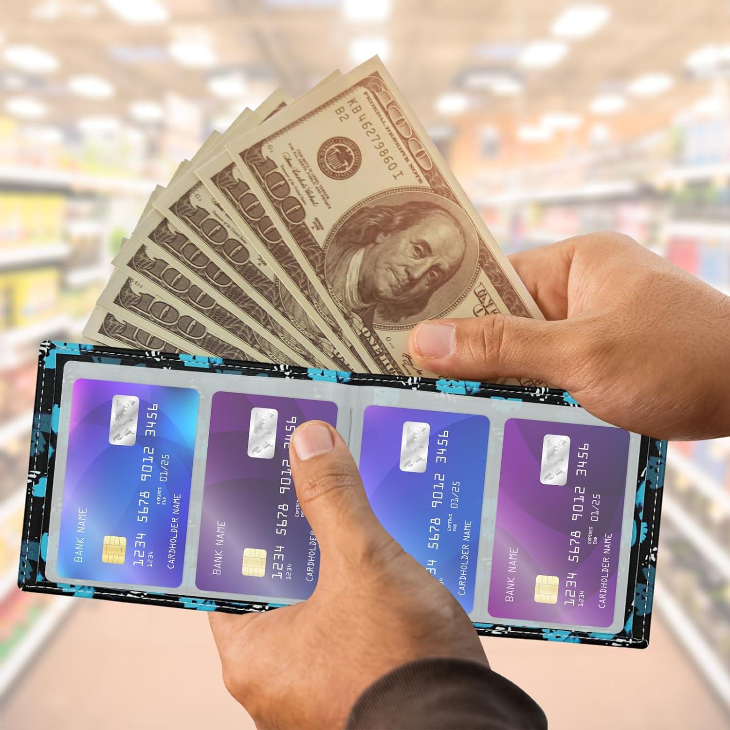 Billetera de Cuero Premium FORYEE Doble Pliegue 13.2x10.2cm