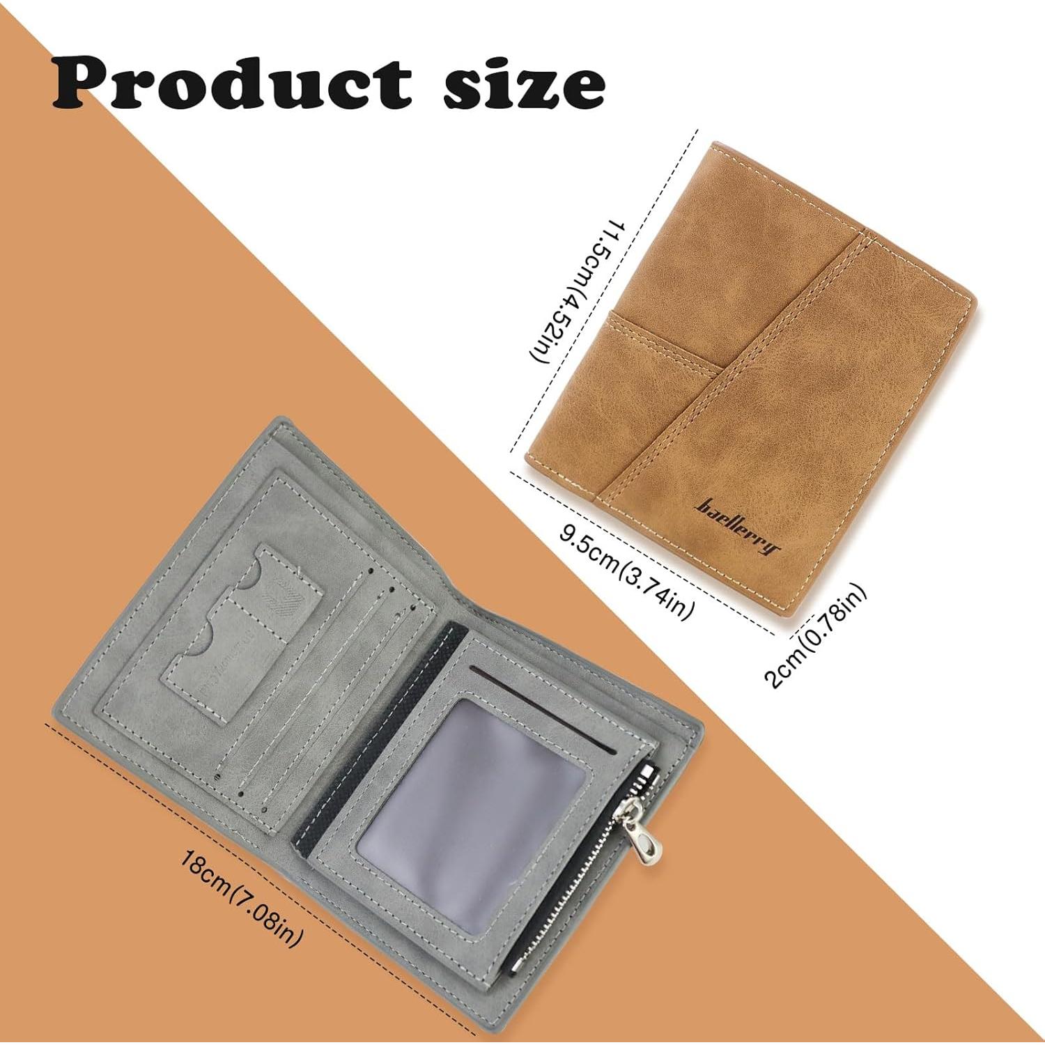 Billetera bifold WishLotus de cuero PU para hombres - Gris