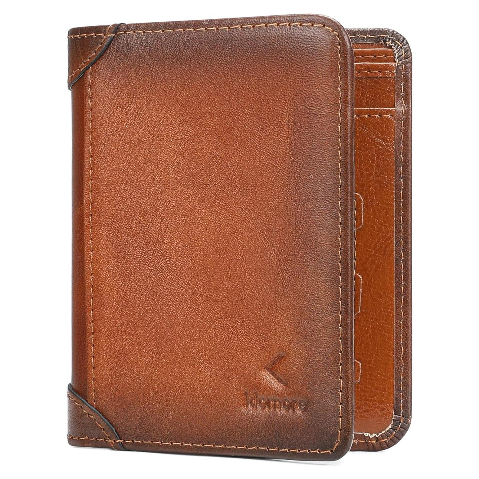 Billetera de Cuero KLOMORE Bifold con Bloqueo RFID Amarillo