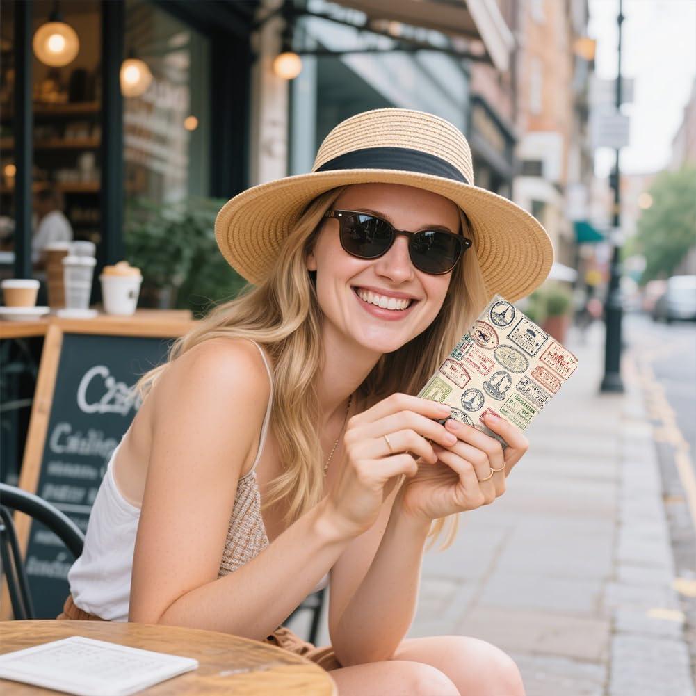 Cubierta de Pasaporte de Cuero PU Sello de Viaje 11x15 cm