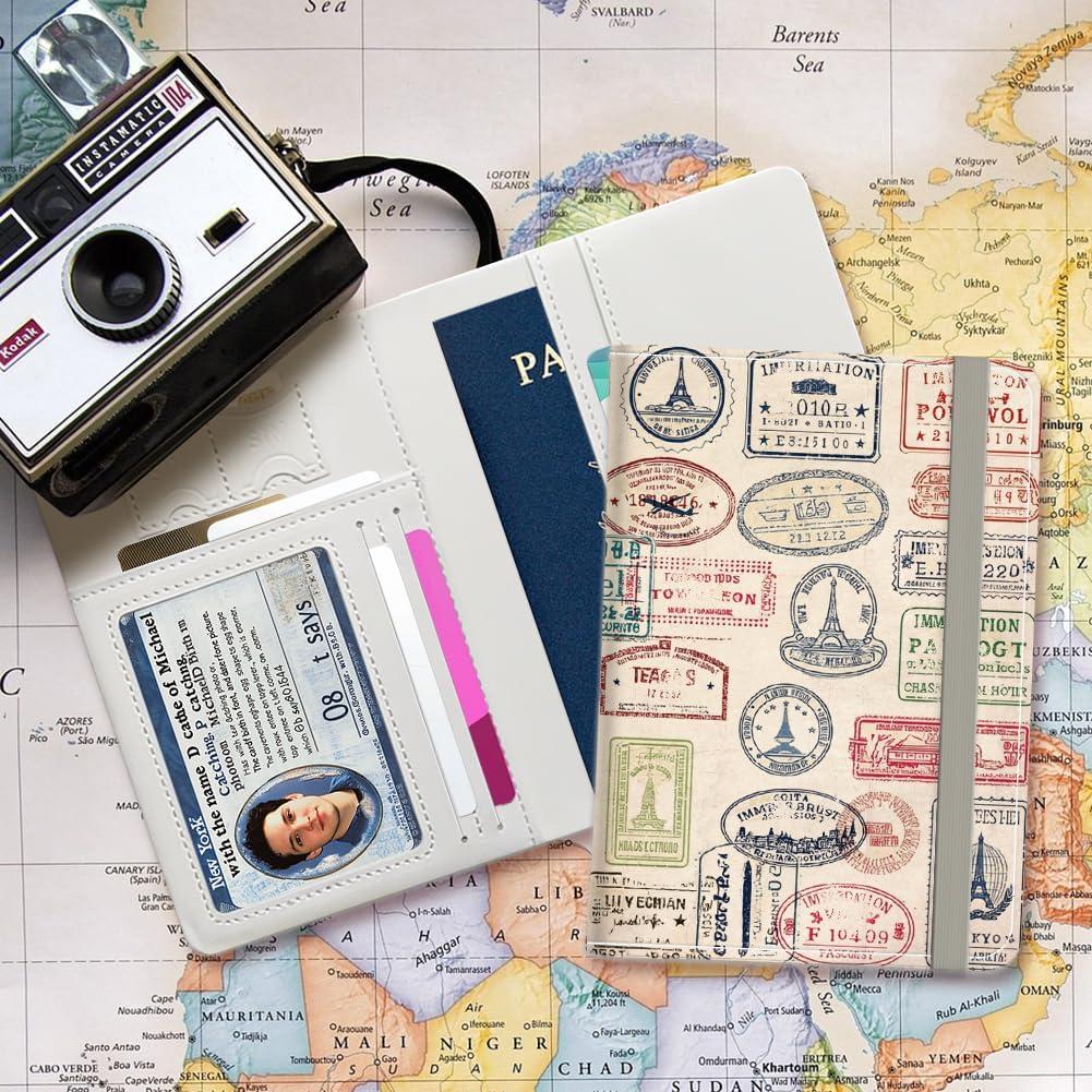 Cubierta de Pasaporte de Cuero PU Sello de Viaje 11x15 cm
