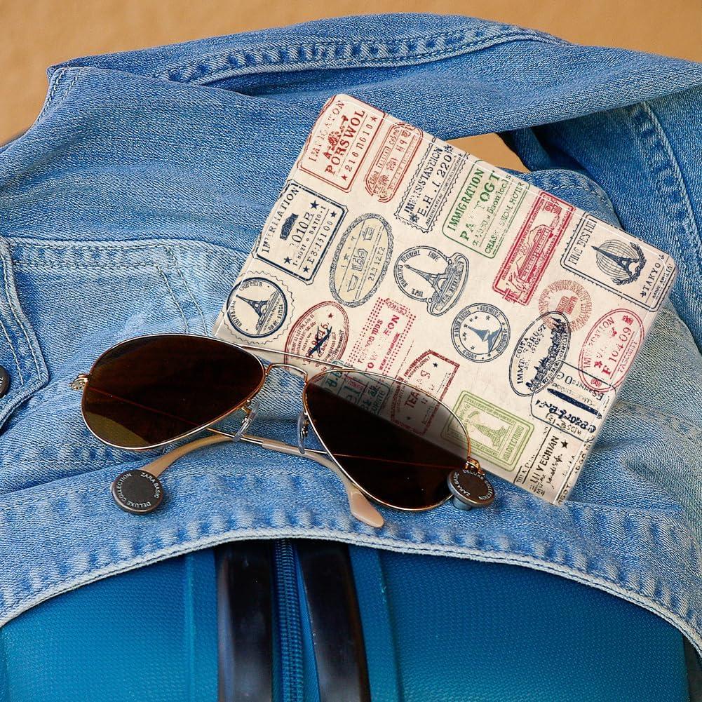 Cubierta de Pasaporte de Cuero PU Sello de Viaje 11x15 cm