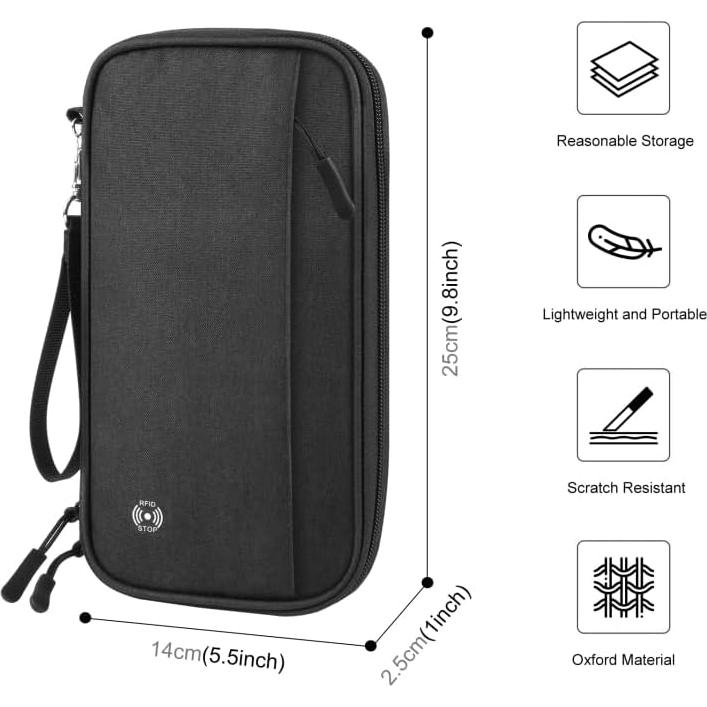 Portafolios de Pasaporte LOPURS Negro Mediano con Bloqueo RFID