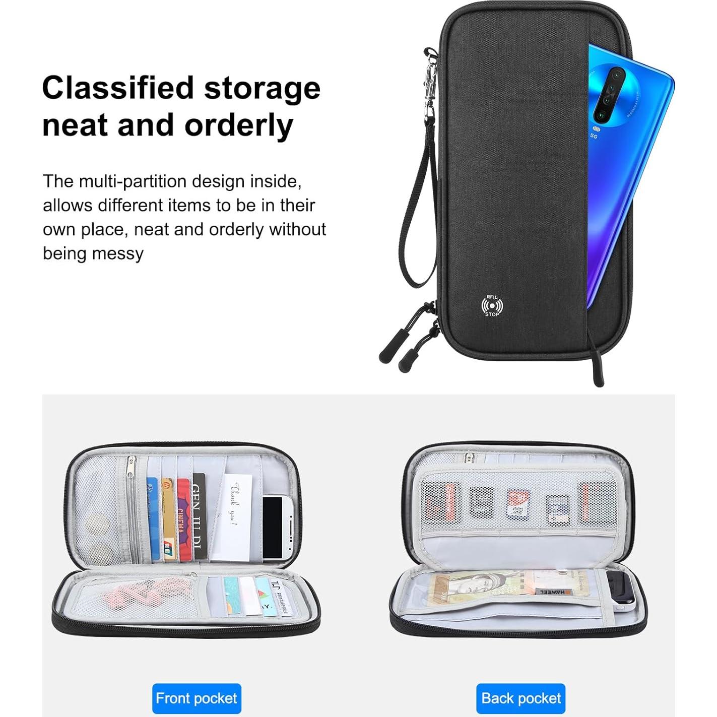 Portafolios de Pasaporte LOPURS Negro Mediano con Bloqueo RFID