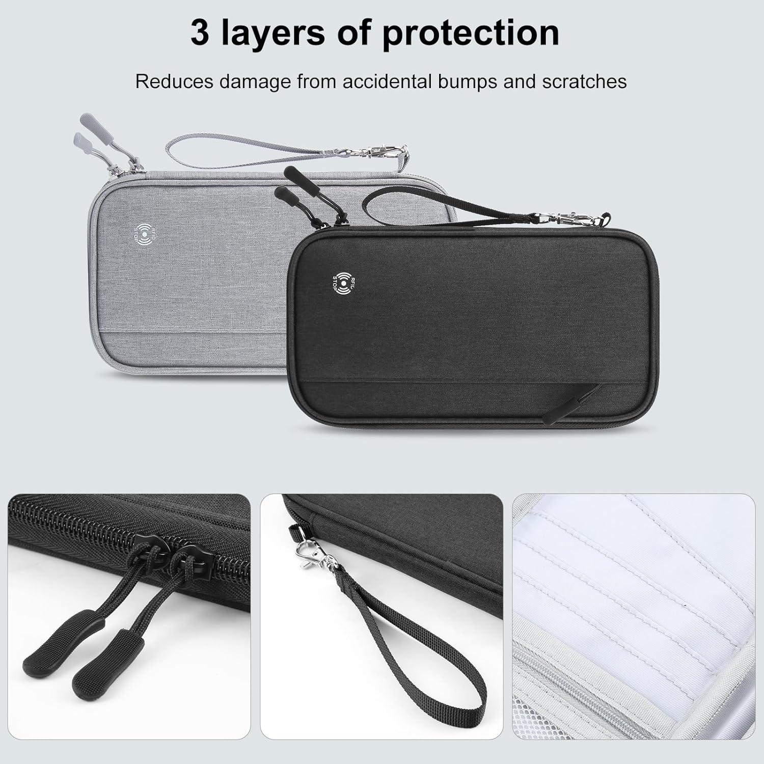 Portafolios de Pasaporte LOPURS Negro Mediano con Bloqueo RFID