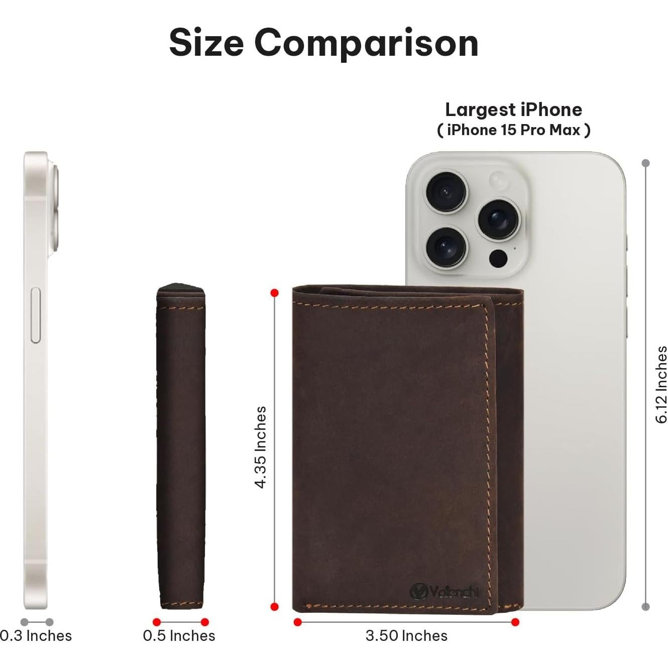 Billetera Trifold de Cuero Real VALENCHI para Hombre - Marrón