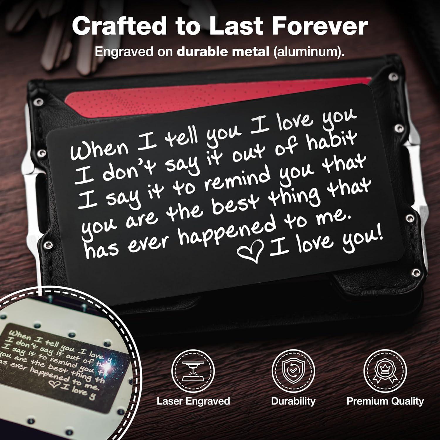 Tarjeta Te Amo de Cartera - Regalo Duradero para Él o Ella