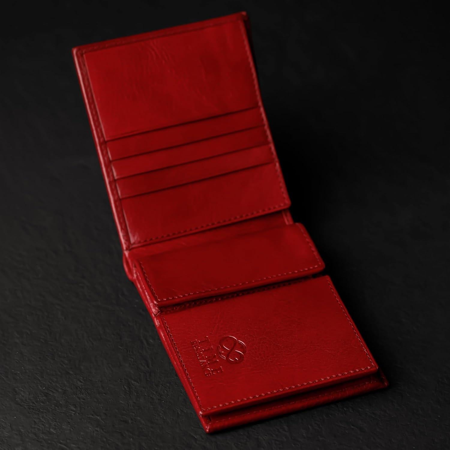 Billetera de Cuero Time Resistance para Hombres - Bifold Rojo