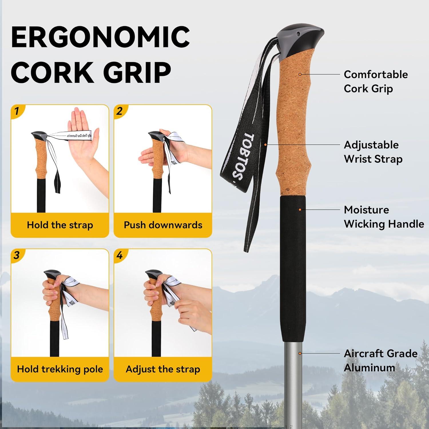 Bastones de Senderismo TOBTOS Telescópicos 2 Pack Aluminio 7075