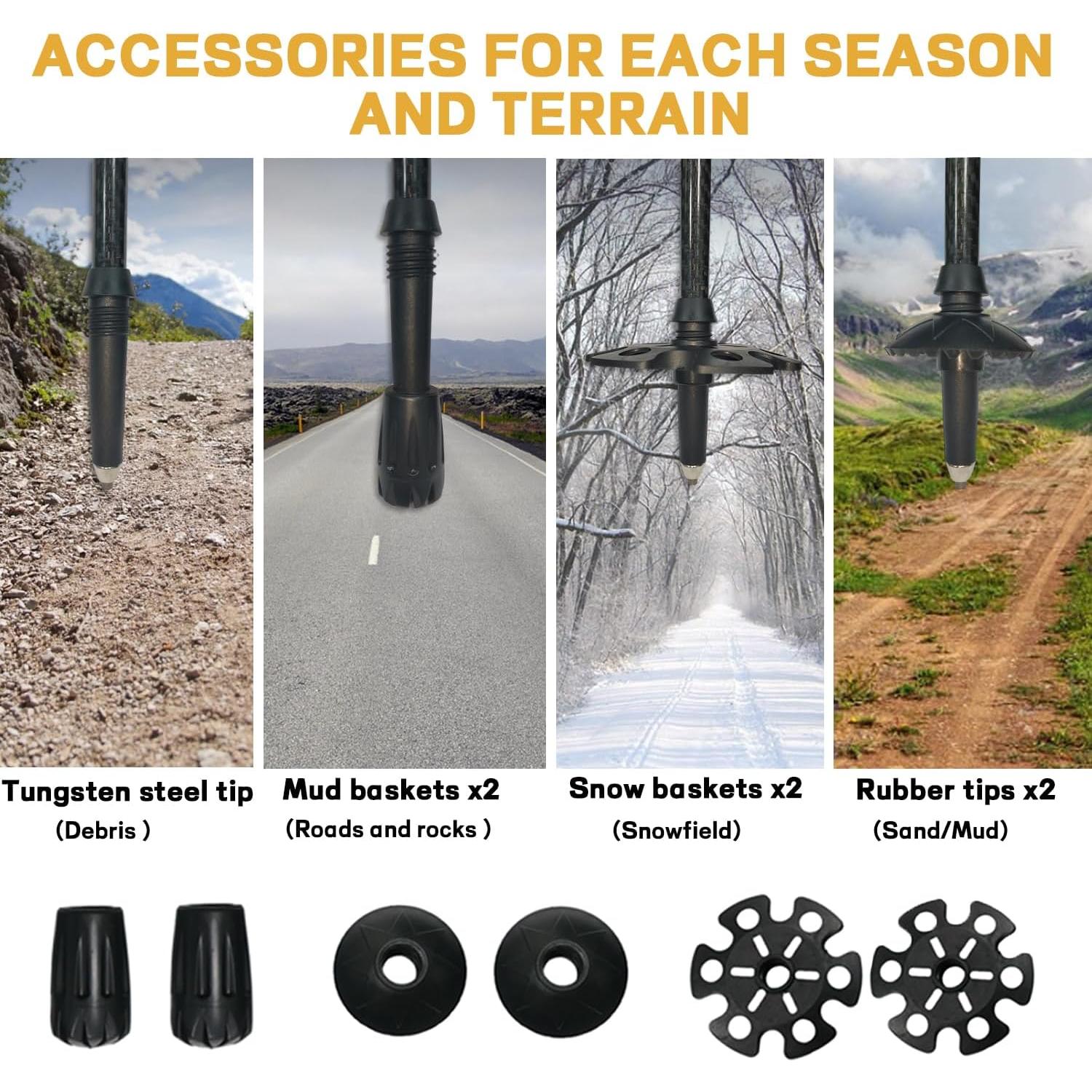 Bastones de Senderismo NexusOutdoor TP01CF - Fibra de Carbono 2 Pack