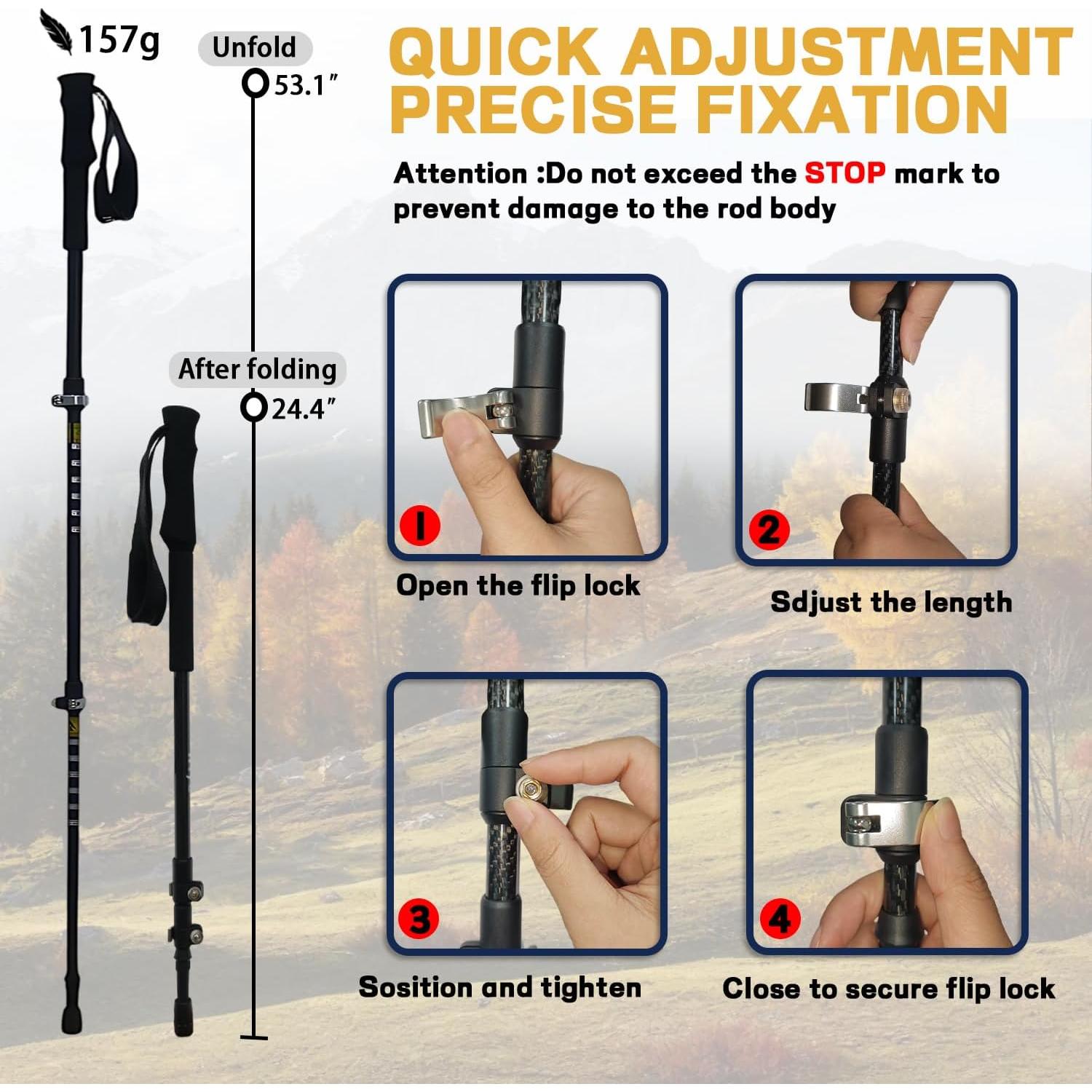 Bastones de Senderismo NexusOutdoor TP01CF - Fibra de Carbono 2 Pack