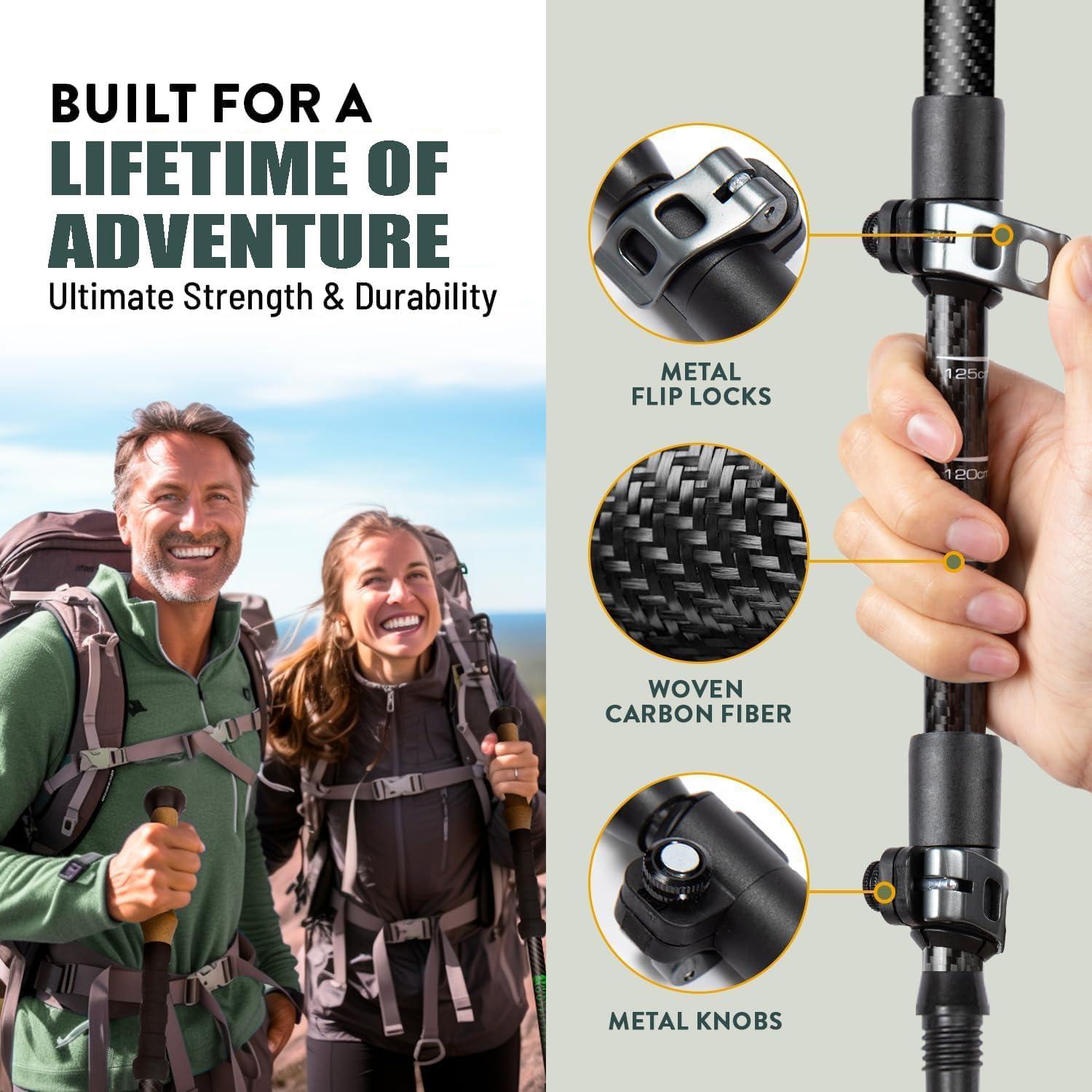 Bastones de Senderismo IJEUH de Fibra de Carbono 2 Pcs