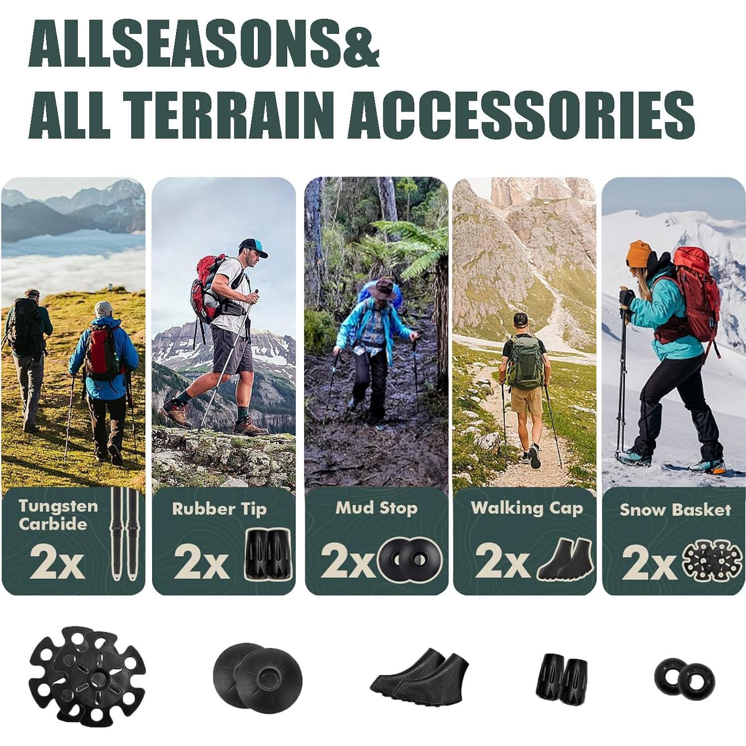 Bastones de Senderismo IJEUH de Fibra de Carbono 2 Pcs