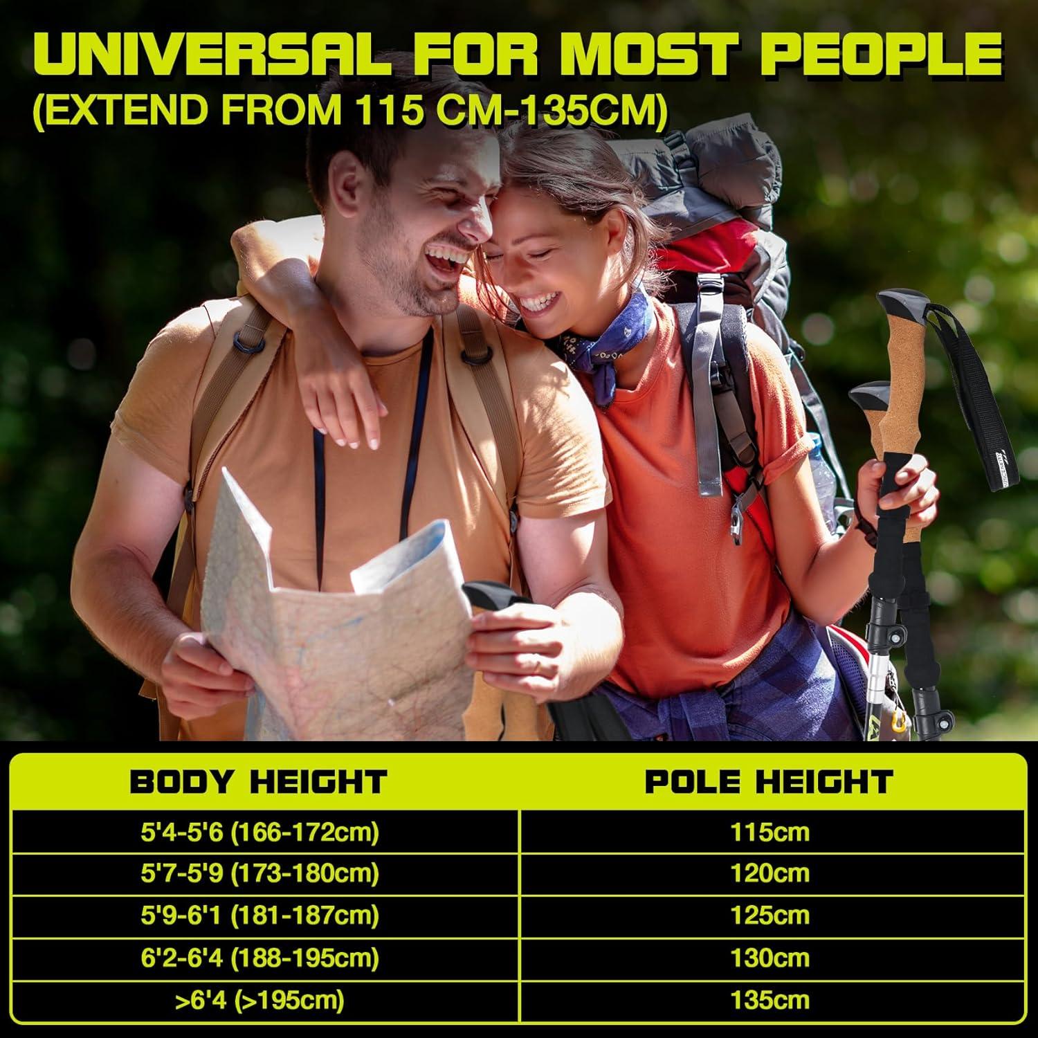 Bastones de Trekking Plegables Alongscenery 110-135cm Aluminio