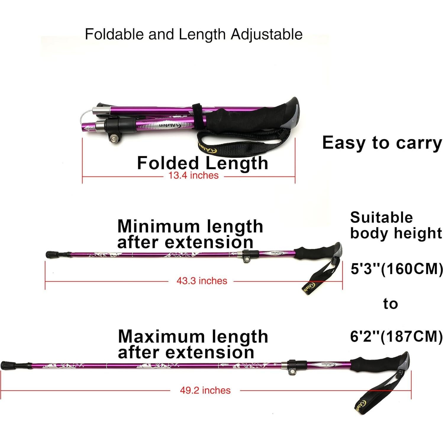 Polo de Trekking Plegable A ALAFEN 1.60m - 1.87m Ultraligero