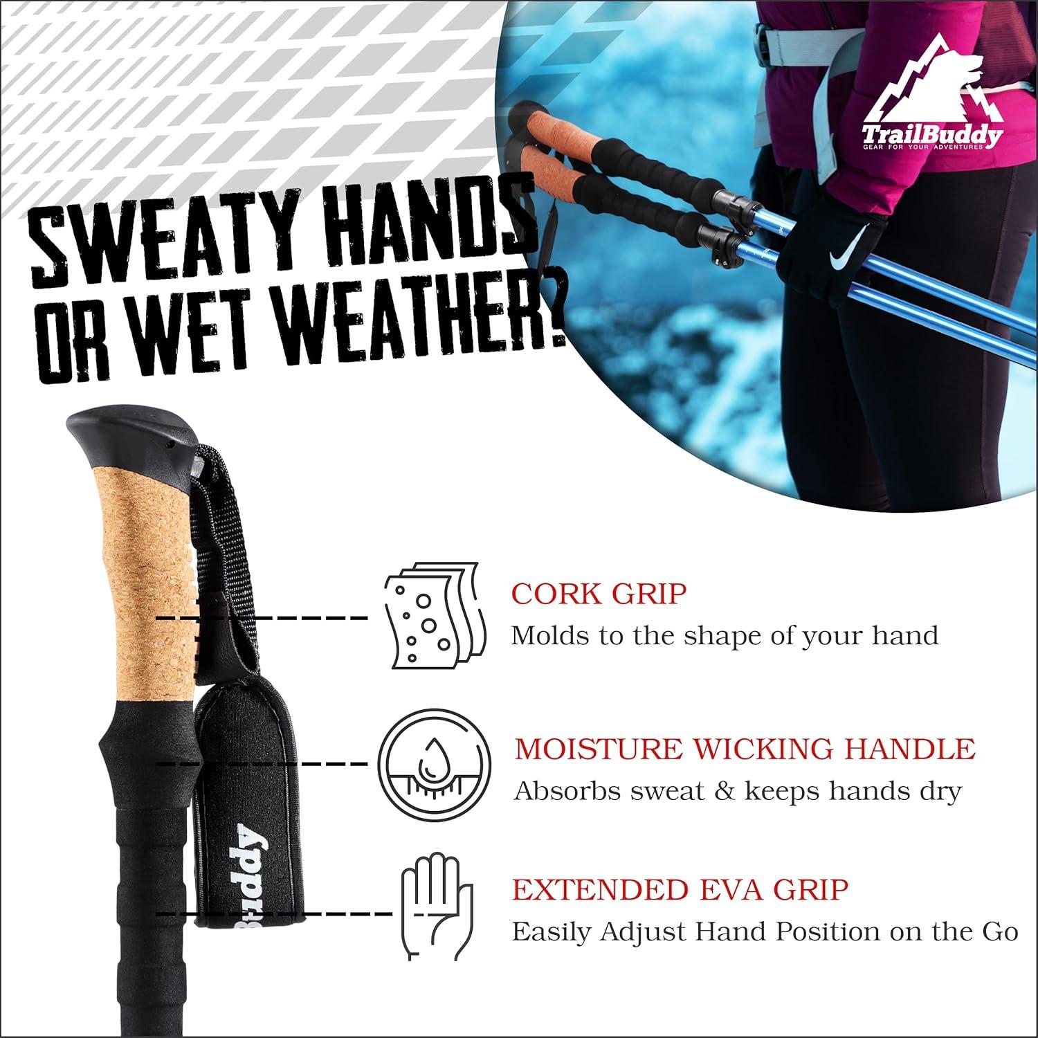 Bastones de Senderismo Plegables TrailBuddy Aluminio 7075 115-135 cm