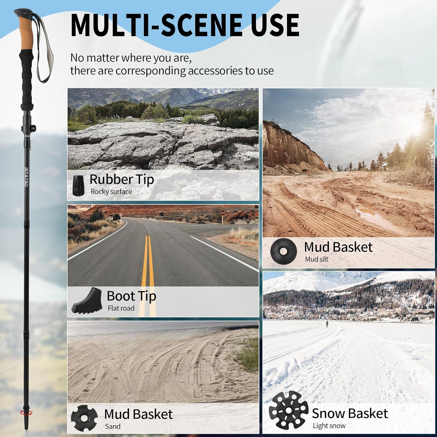 Bastones de Senderismo Plegables ISTATSO 2pc Aluminio Ajustables