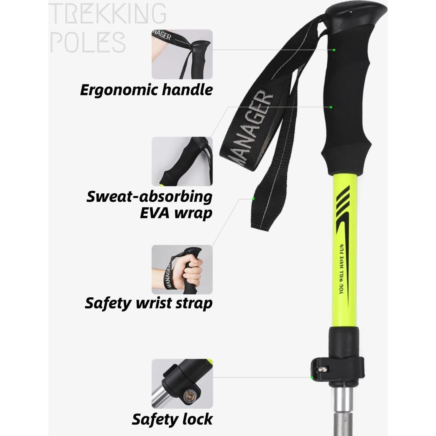 Bastones de Trekking Plegables TianfuSpanda 2 Pack 115-135cm