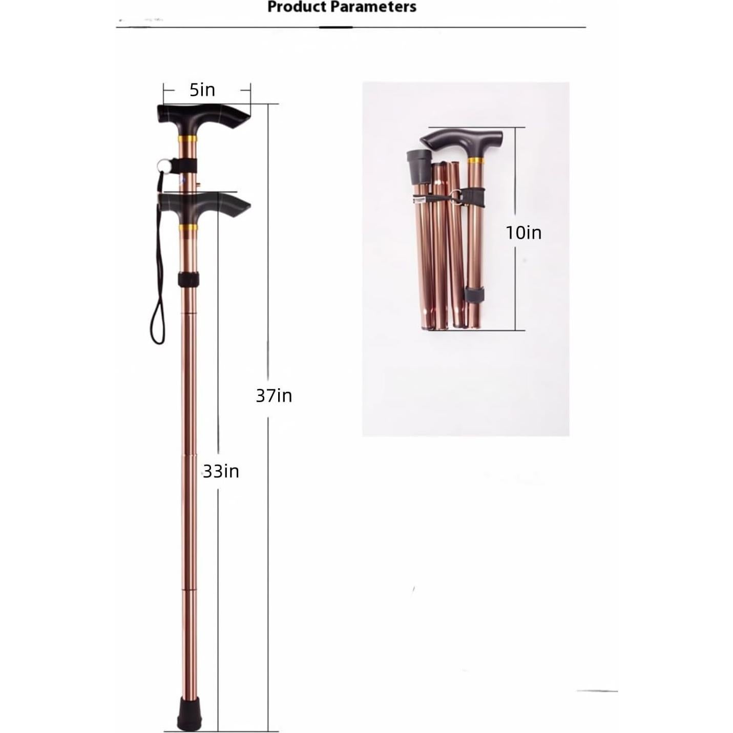Bastón de Caminata Ajustable YINWANBB 94 cm Aluminio Marrón