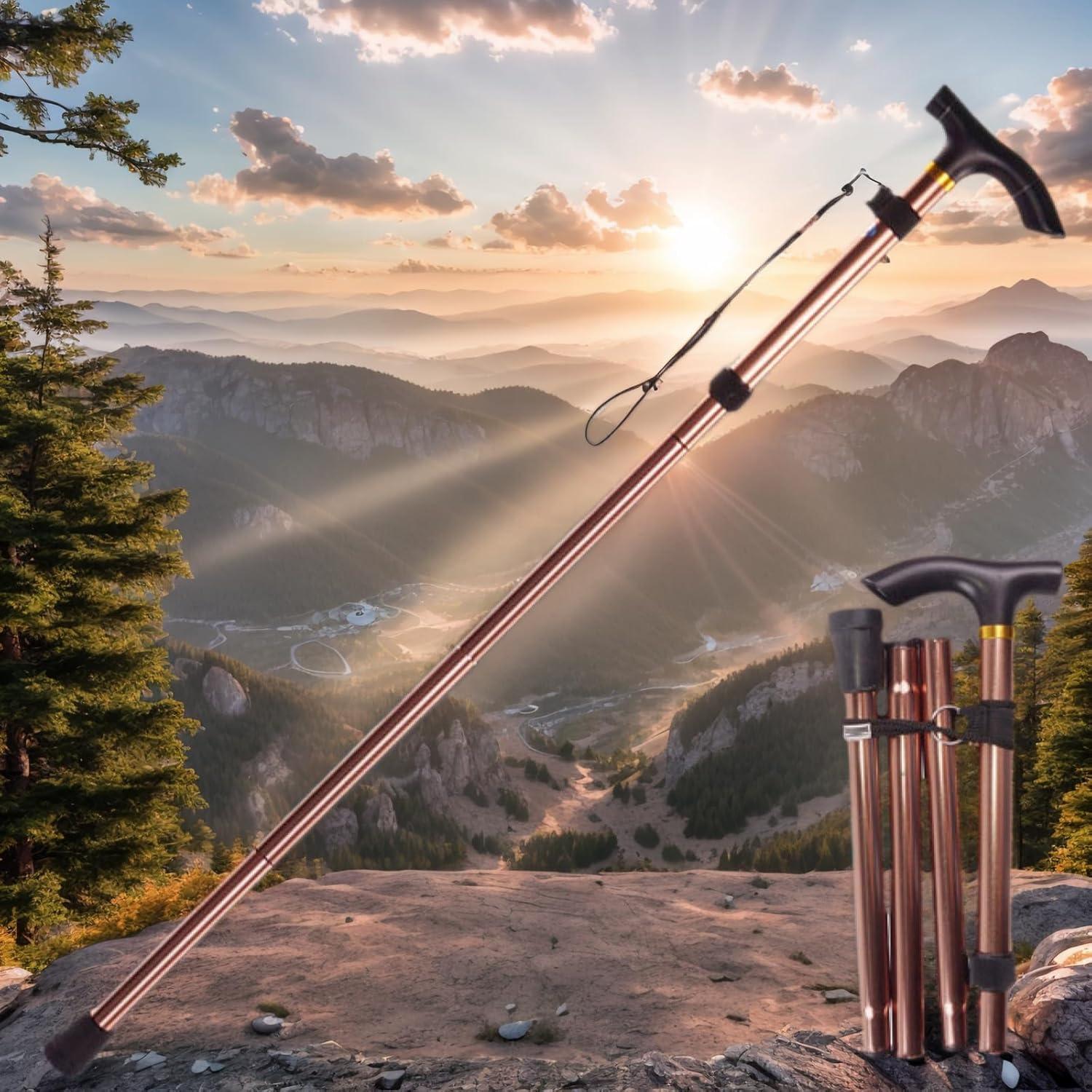 Bastón de Caminata Ajustable YINWANBB 94 cm Aluminio Marrón