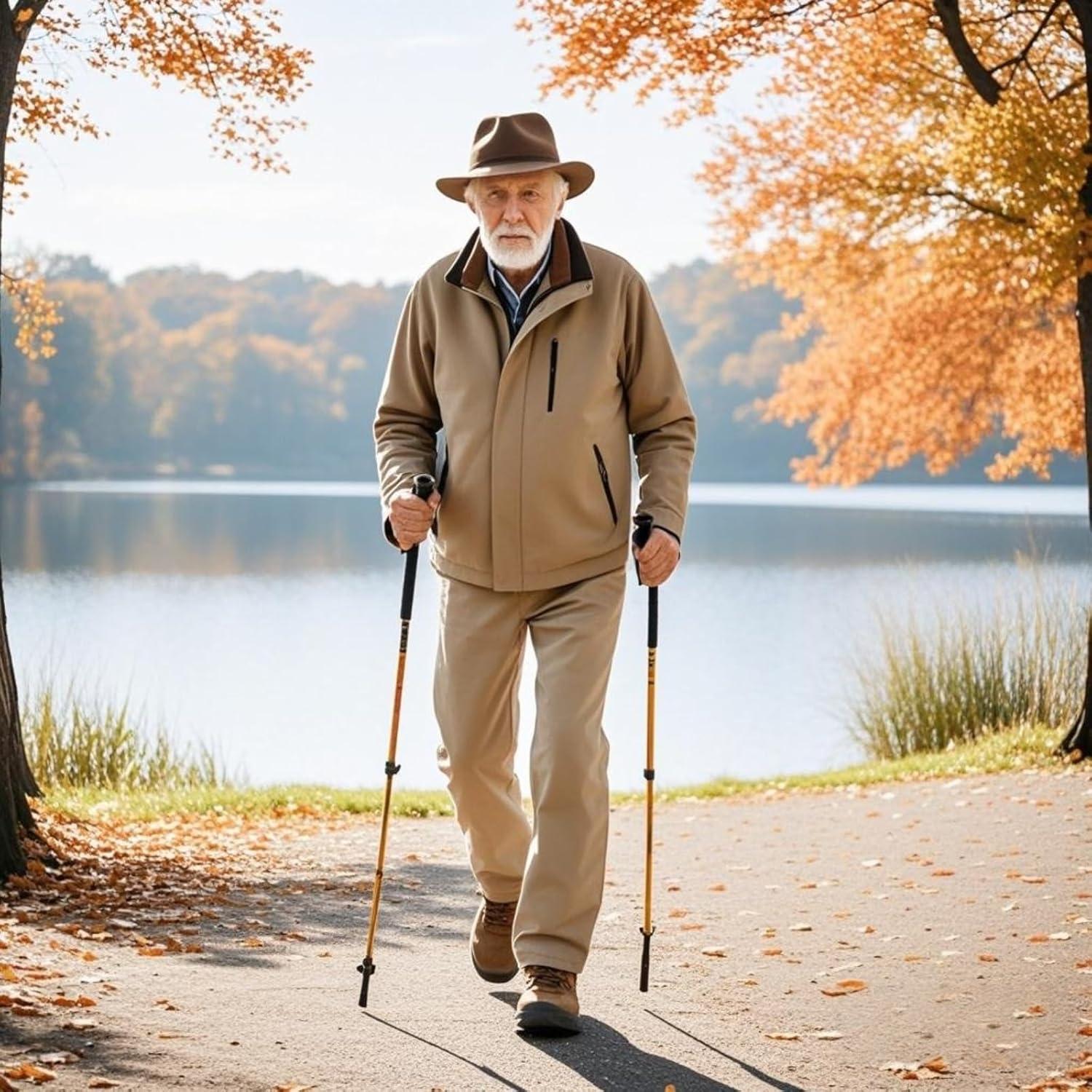 Bastón de Caminata Ajustable YINWANBB 94 cm Aluminio Marrón