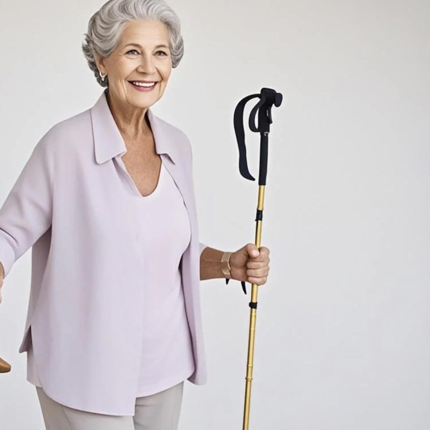 Bastón de Caminata Ajustable YINWANBB 94 cm Aluminio Marrón