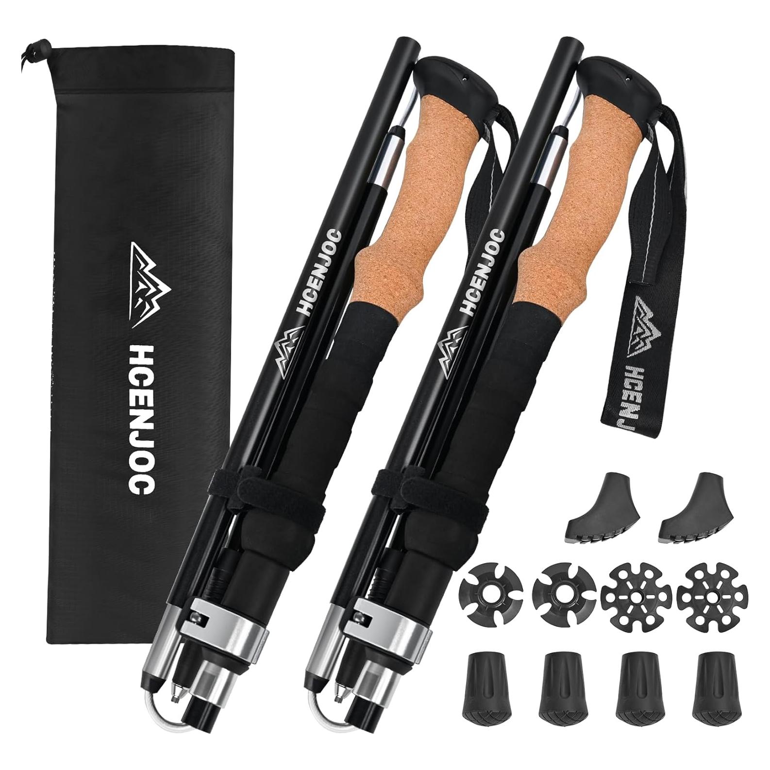 Bastones de Trekking HCENJOC H-Negro Plegables Aluminio 135cm