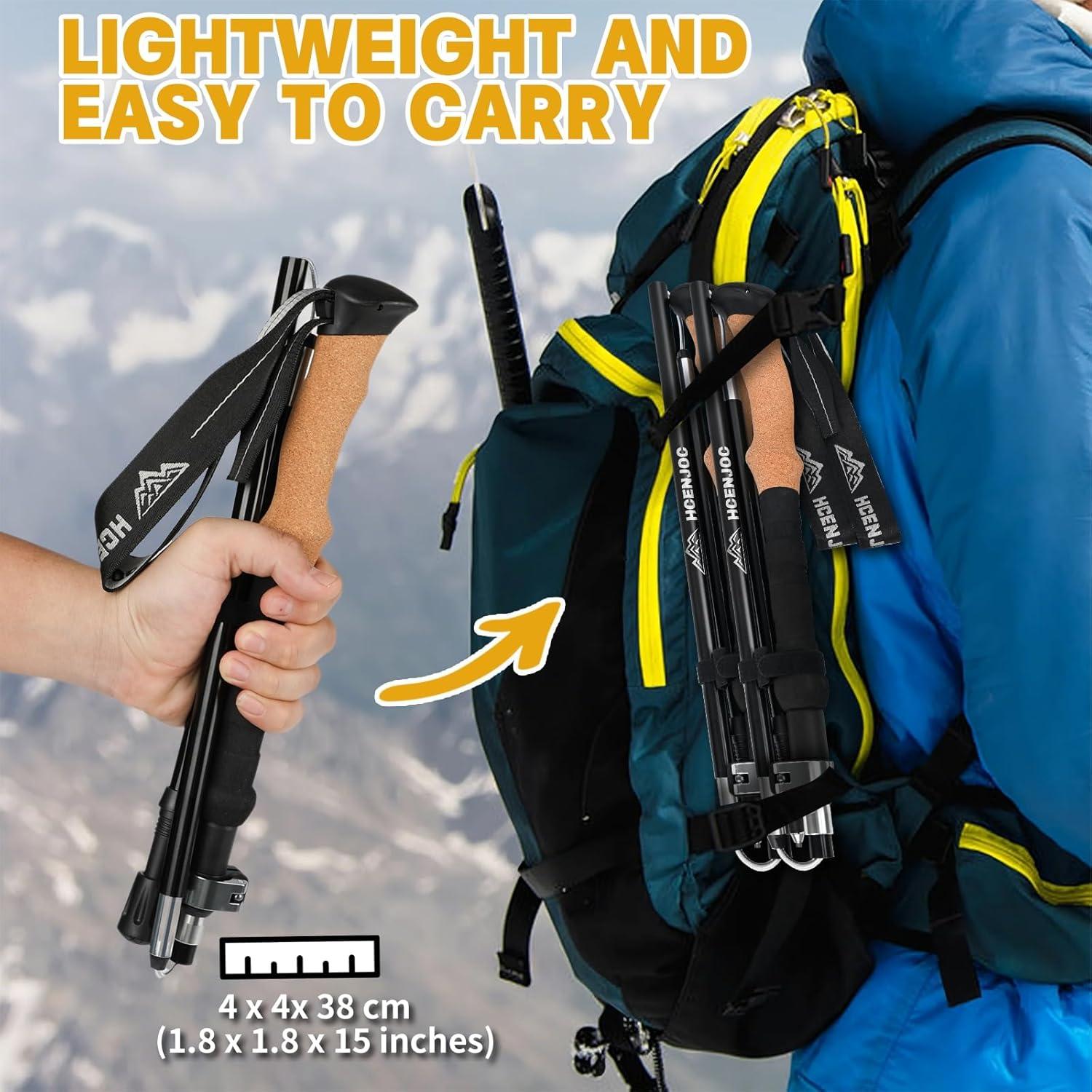 Bastones de Trekking HCENJOC H-Negro Plegables Aluminio 135cm