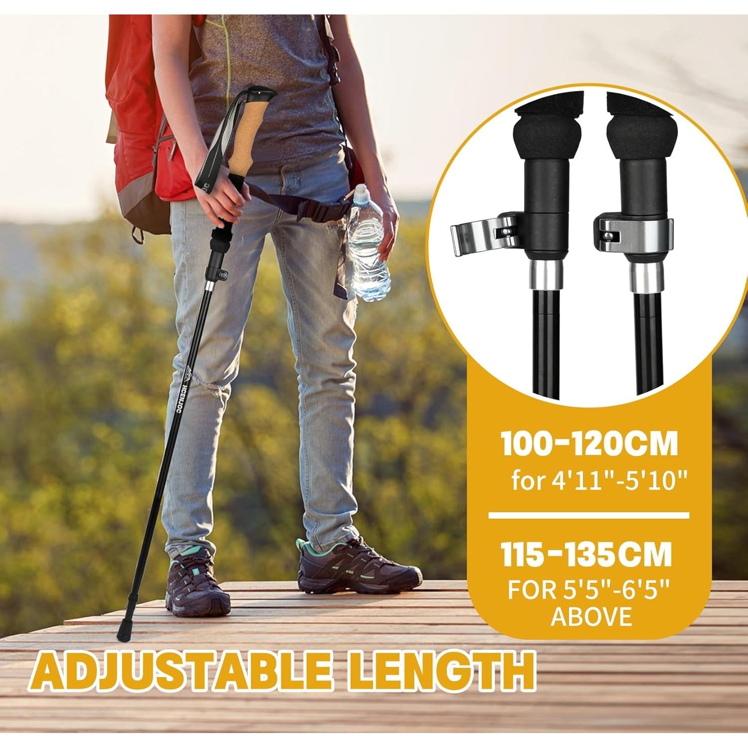 Bastones de Trekking HCENJOC H-Negro Plegables Aluminio 135cm