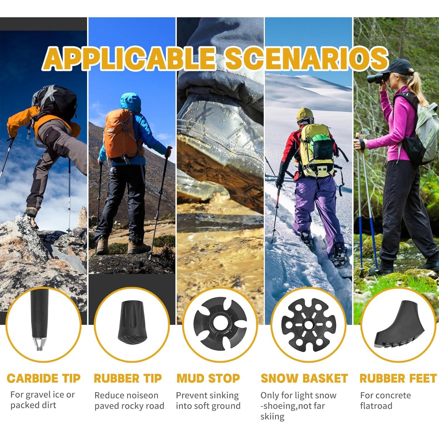 Bastones de Trekking HCENJOC H-Negro Plegables Aluminio 135cm