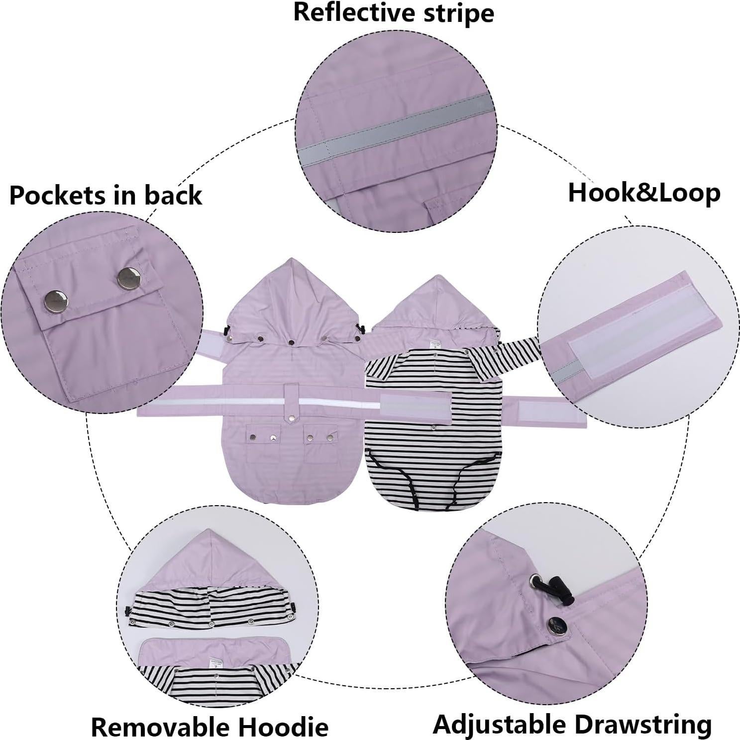 Impermeable para Perros Morezi Chaqueta Lluvia Pequeña Púrpura