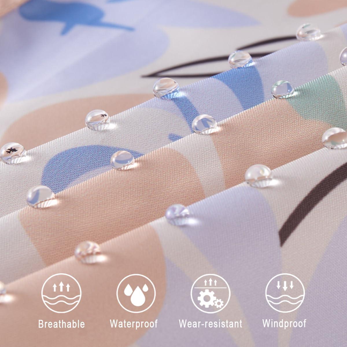 Chaqueta de Lluvia Impermeable para Mujeres - Azul Amarillo Flores