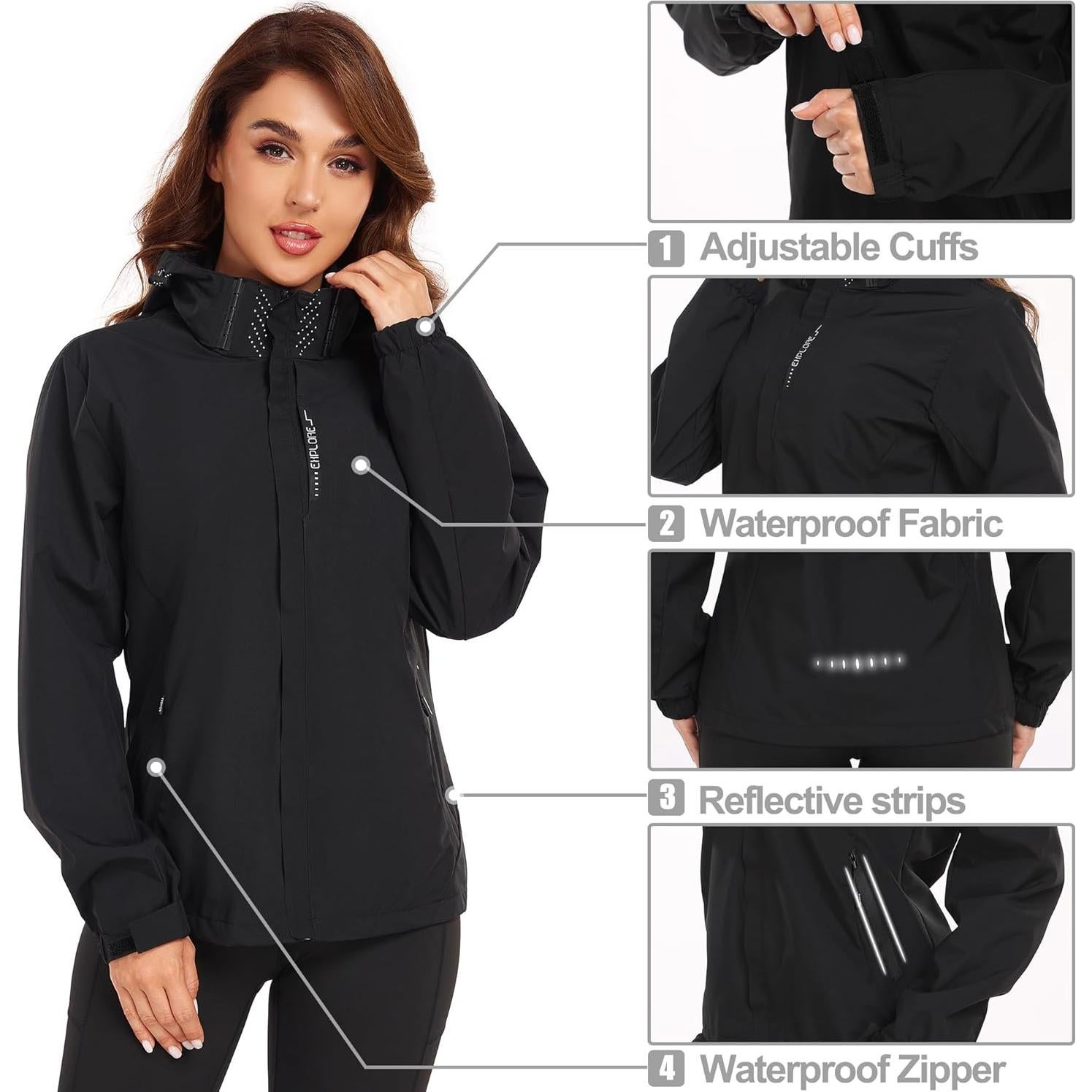 Chaqueta de lluvia ligera JAEZZIY mujer impermeable S-XXL