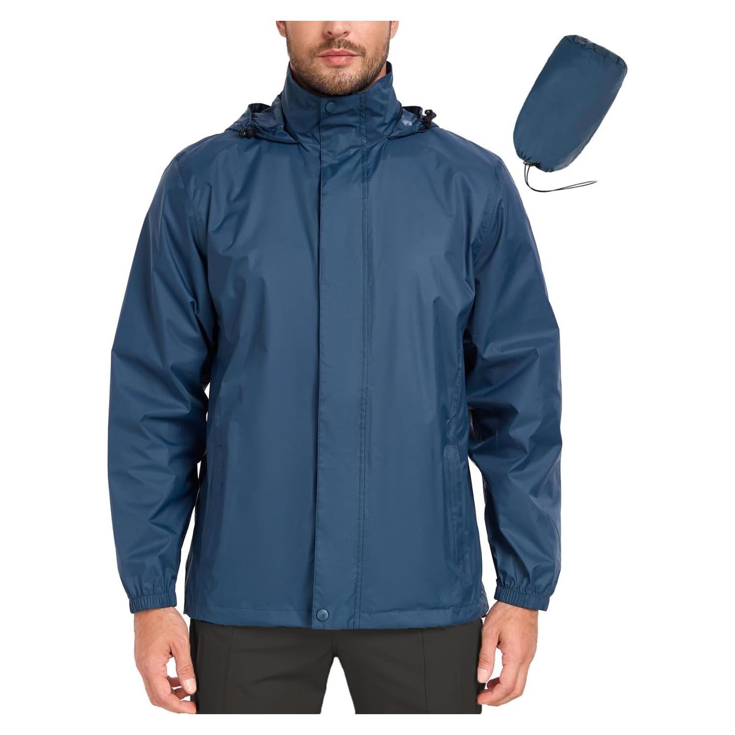 Chaqueta Impermeable MANSDOUR para Hombres Plegable Ligera Azul