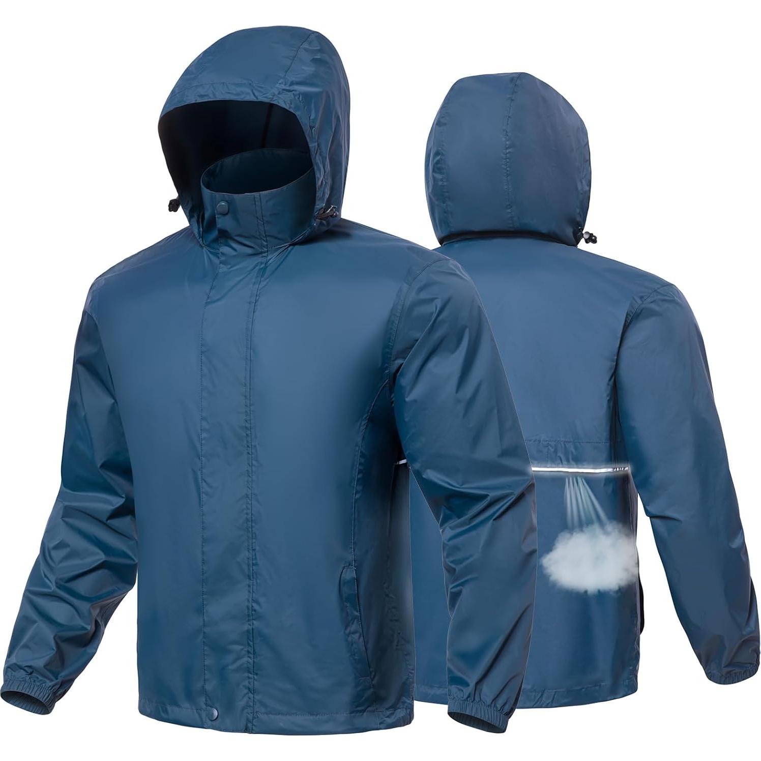 Chaqueta Impermeable MANSDOUR para Hombres Plegable Ligera Azul