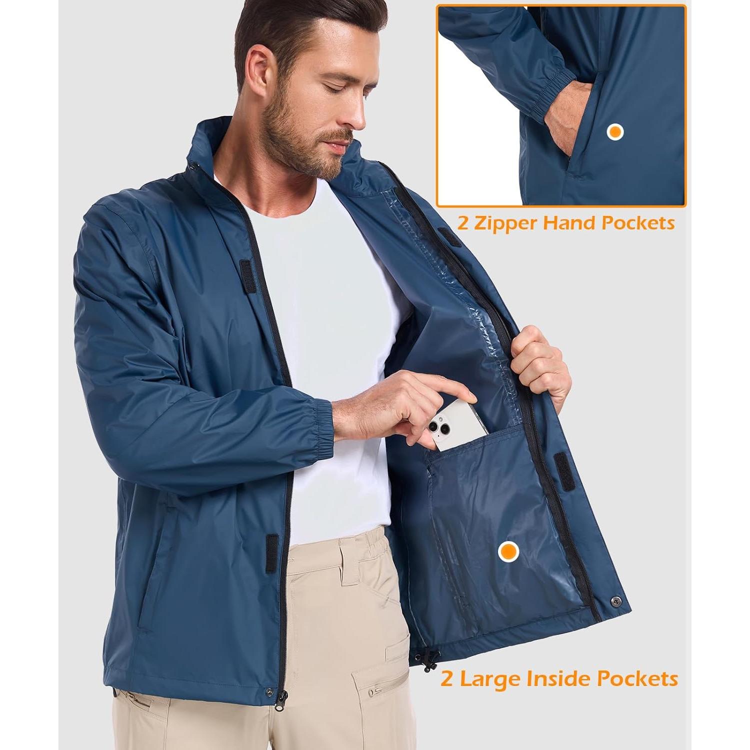 Chaqueta Impermeable MANSDOUR para Hombres Plegable Ligera Azul