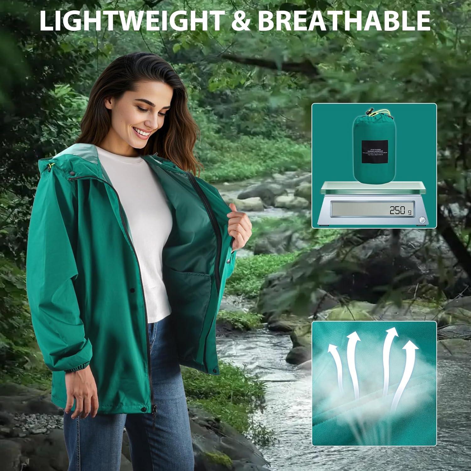 Chaqueta de Lluvia LAMA para Mujeres Grande Verde Esmeralda